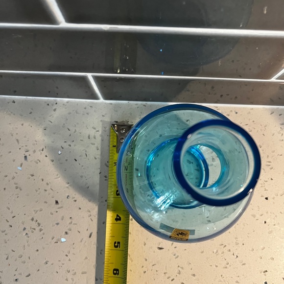 Vintage Byron Hirota Electric Blue Japanese Glass Vase with original stickers - Picture 7 of 7